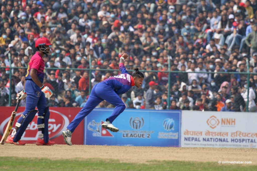 सन्दीप लामिछानेले लिए नेदरल्यान्ड्सको पहिलो विकेट